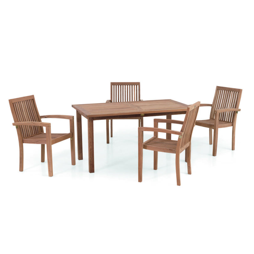 Set Java - eine Outdoor Essgruppe bestehend aus einem Tisch und 4 Sesseln, die unter den Tisch geschoben werden können.